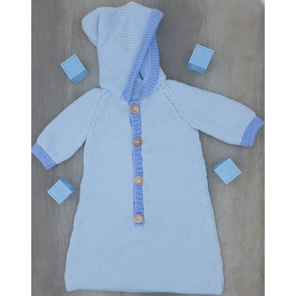 Handmade Other - Baby Hooded Pajamas, Baby Boy Hooded Sleeper, Button up Baby Pajamas, Newborn